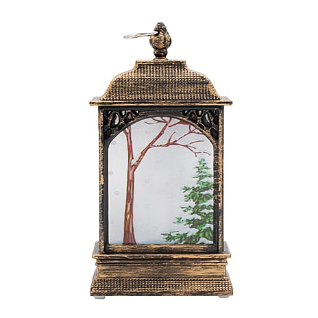 Set of 2 Mini Lantern Decoration with Christmas Designs (Home & Snowman) - Multi