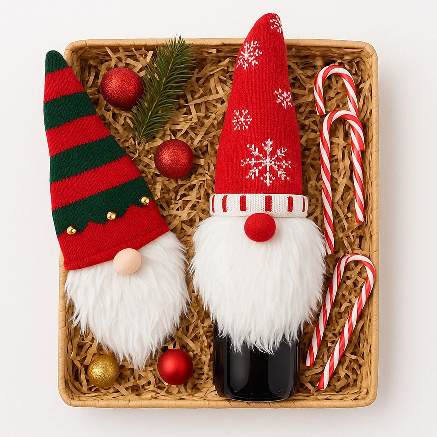 Set of 2 Christmas Novelty Bottle Cover (Size 32x12 Cm) - Red & White