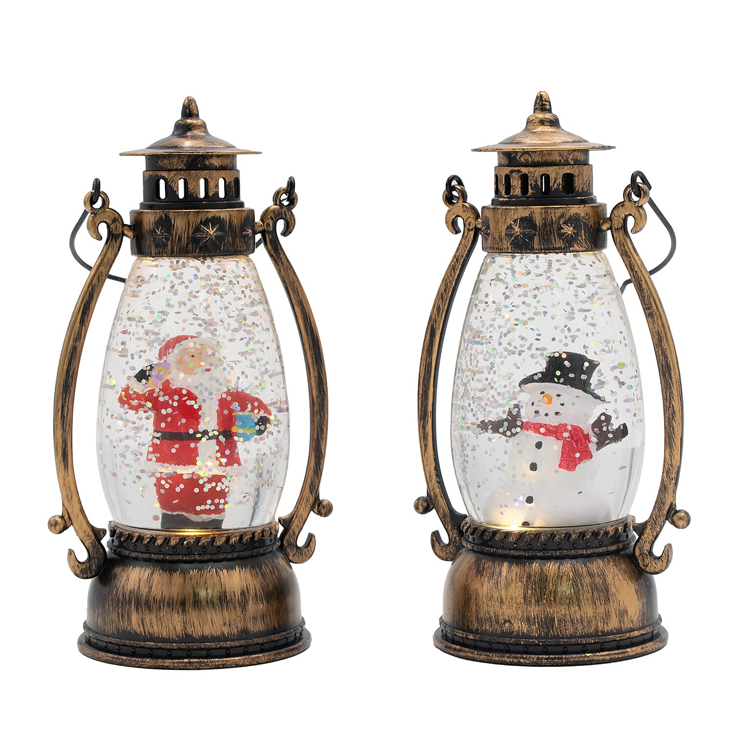 Set of 2 Snowman Scene Light Up Lantern - Multi