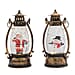 Set of 2 Christmas Tree Scene Light Up Lantern - Brown