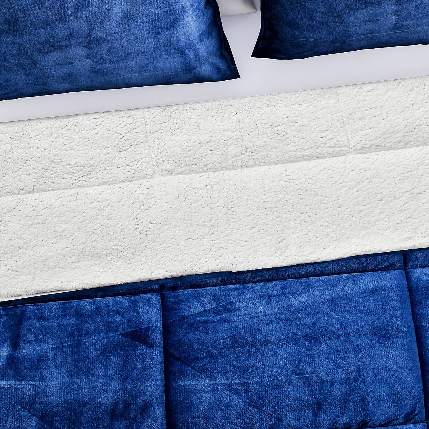 NEW - Sherpa Comforter & 2 Pillow Cases - Navy