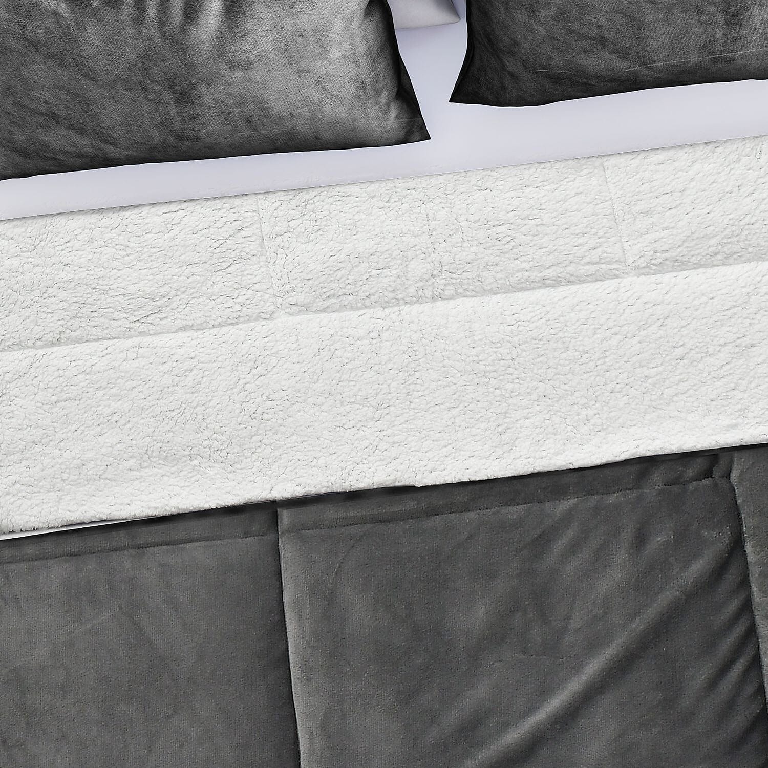 NEW - Sherpa Comforter & 2 Pillow Cases - Navy