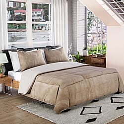 NEW - Sherpa Comforter & 2 Pillow Cases - Navy