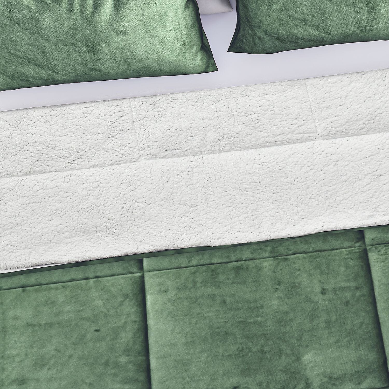 NEW - Sherpa Comforter & 2 Pillow Cases - Navy