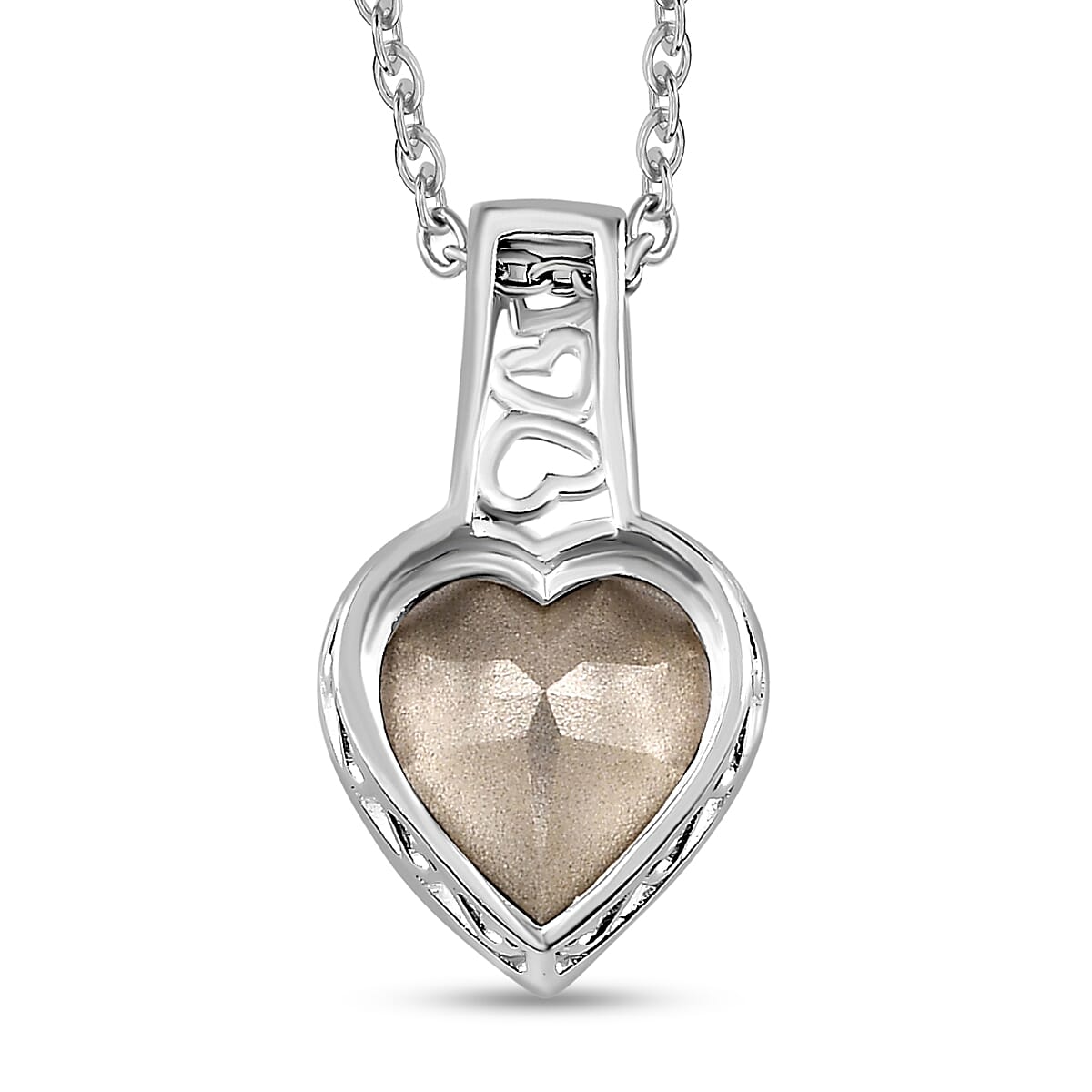 Fuchsia Austrian Crystal Sterling Silver Heart Pendant with Stainless Steel Chain (Size 20)