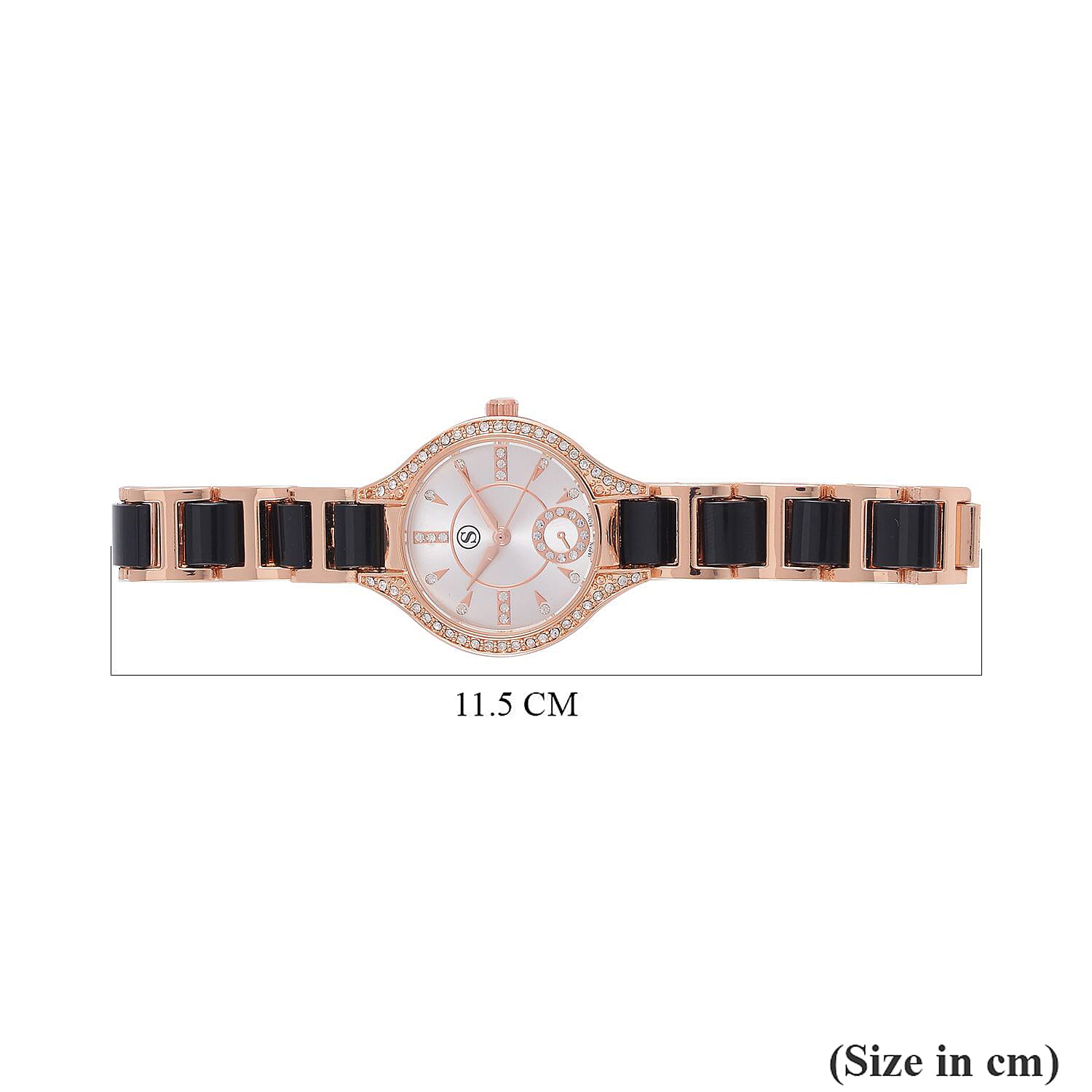STRADA Japanese Movement Crystal Studded Water Resistant Watch with Alloy Strap and Stainless Steel Back in Rose Gold Tone