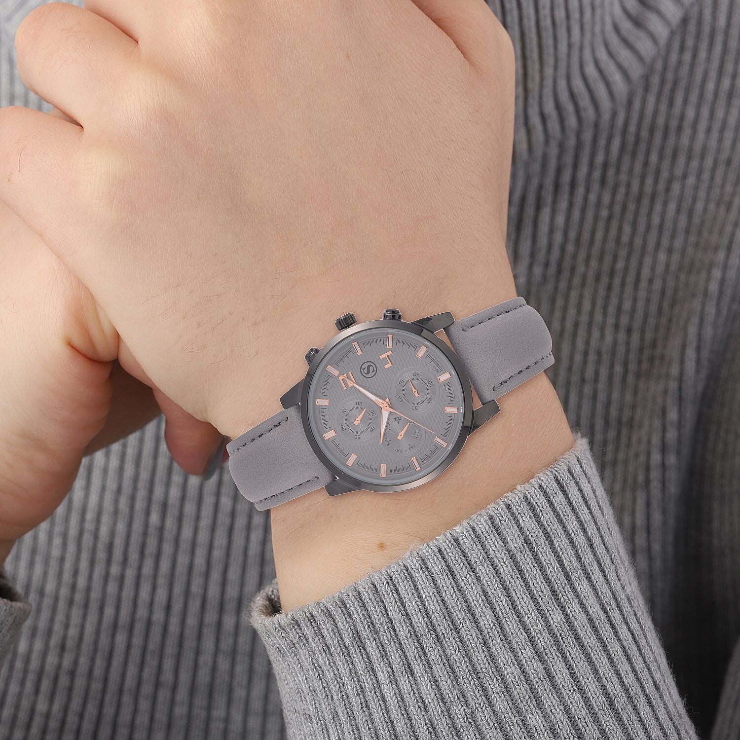 STRADA Japanese Movement Water Resistant Watch with Stainless Steel Back in Black Tone