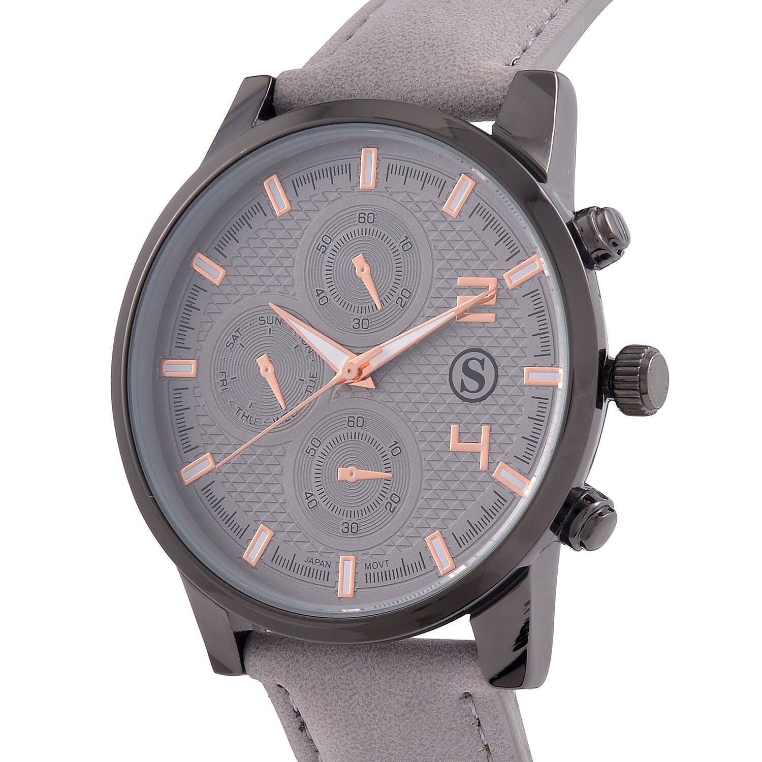 STRADA Japanese Movement Water Resistant Watch with Stainless Steel Back in Black Tone