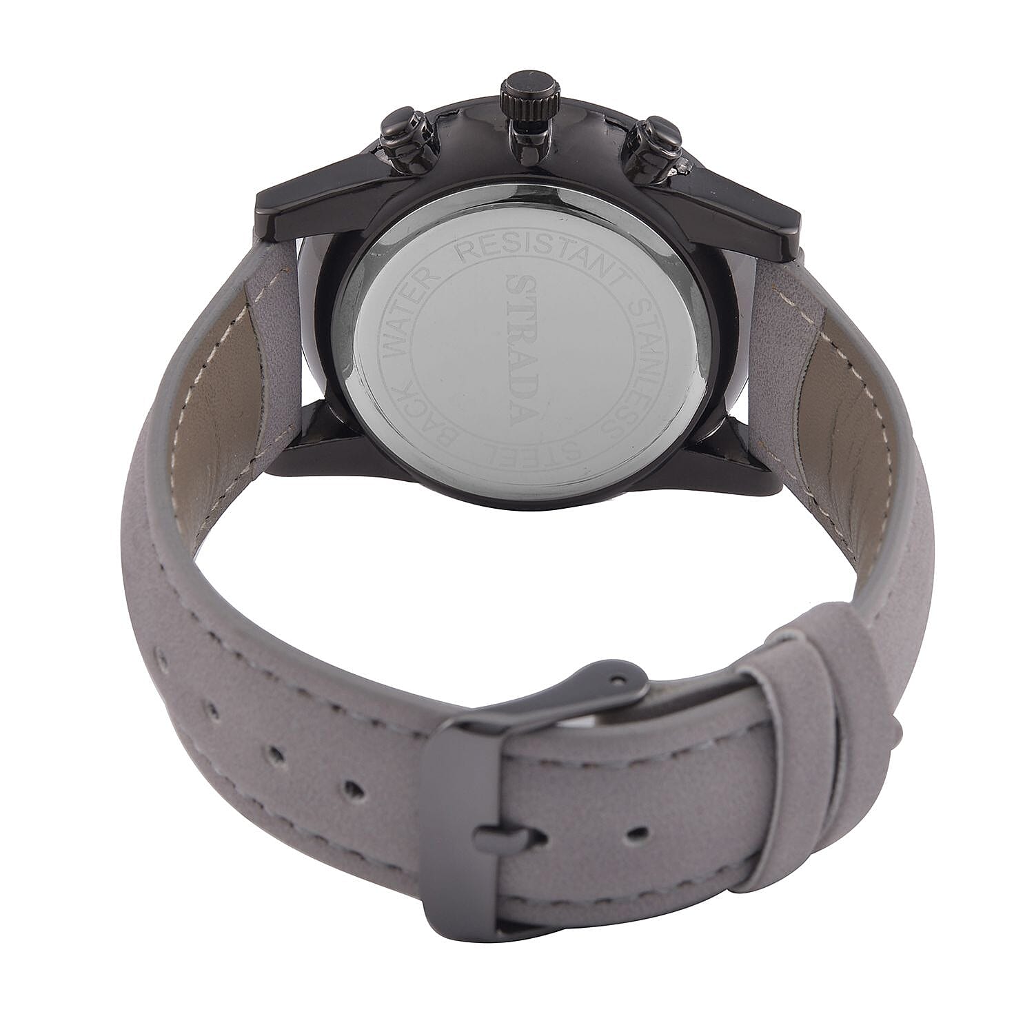 STRADA Japanese Movement Water Resistant Watch with Stainless Steel Back in Black Tone
