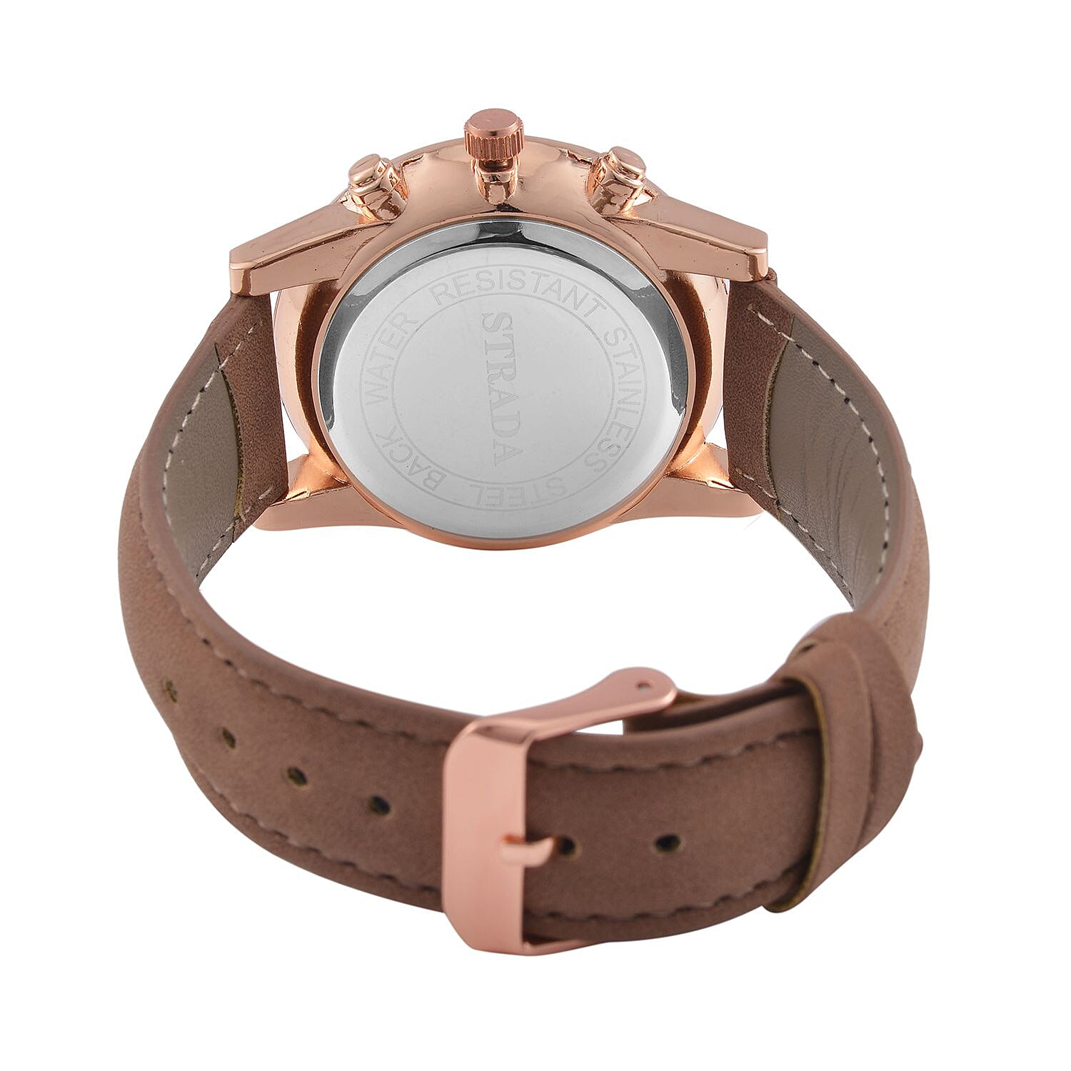 STRADA Japanese Movement Brown Dial Water Resistant Watch with Stainless Steel Back in Rose Gold Tone