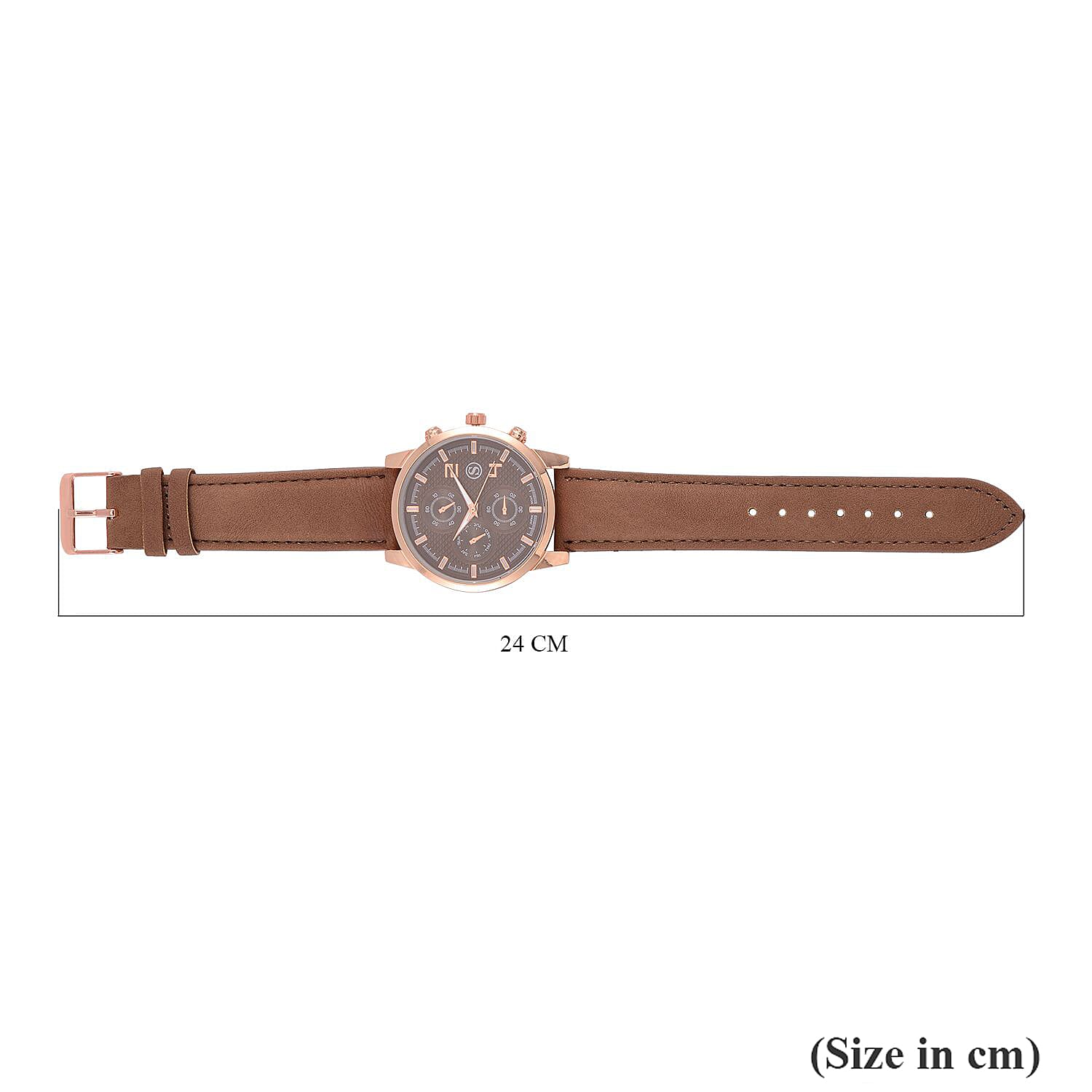 STRADA Japanese Movement Brown Dial Water Resistant Watch with Stainless Steel Back in Rose Gold Tone