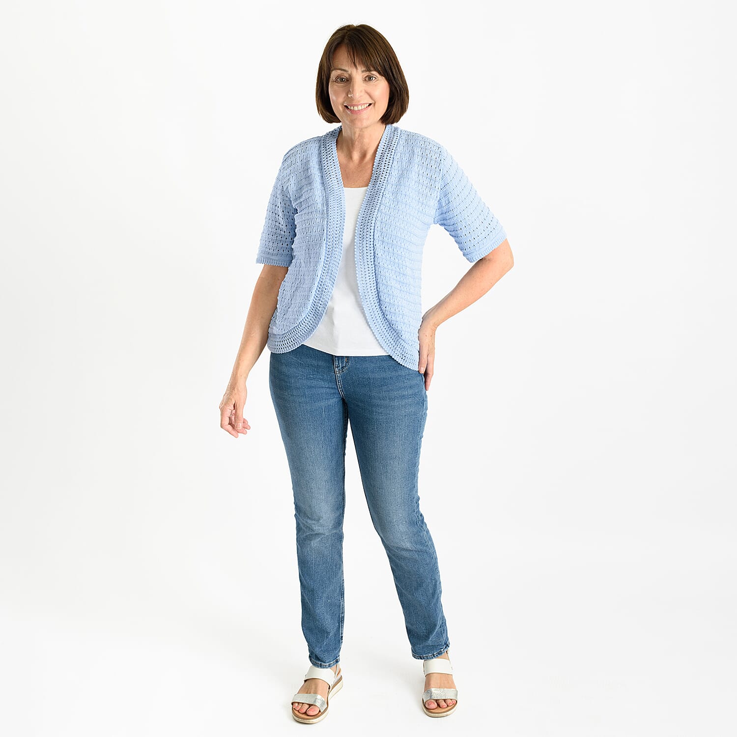 Pure And Natural Cotton Blended Bolero (One Size, 8-18)  - Light Green