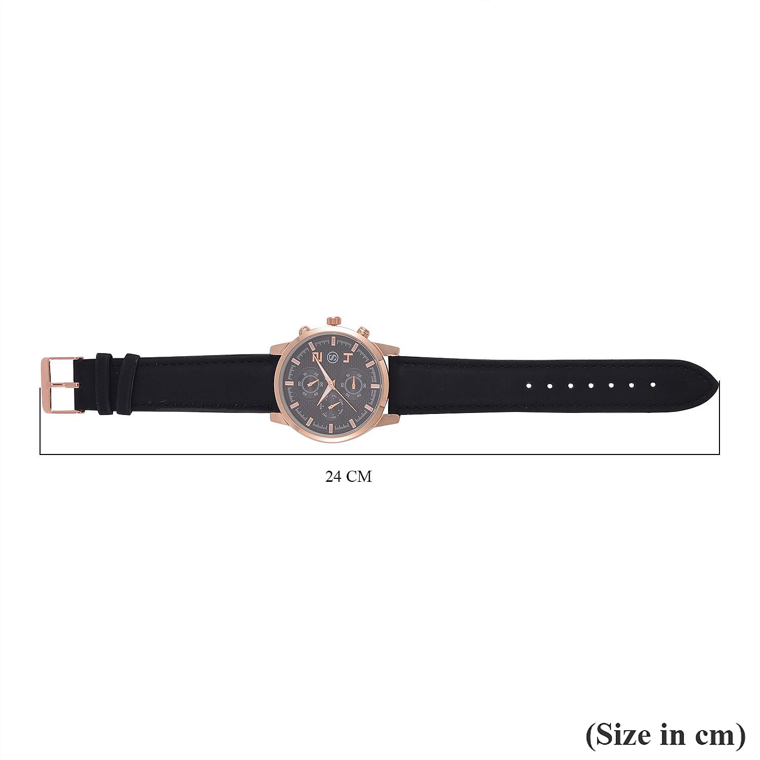 STRADA Japanese Movement Black Dial Water Resistant Watch with Stainless Steel Back in Rose Gold Tone