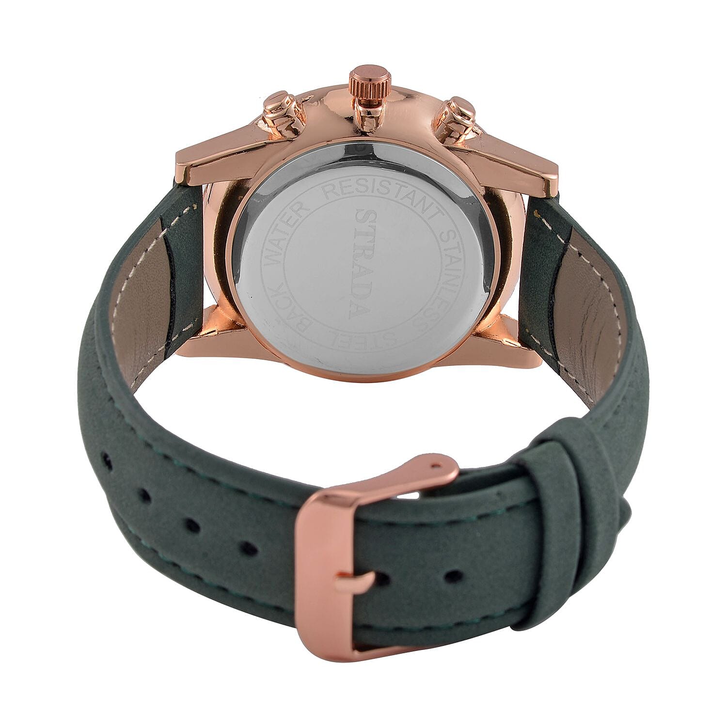 STRADA Japanese Movement Green Dial Water Resistant Watch with Stainless Steel Back in Rose Gold Tone