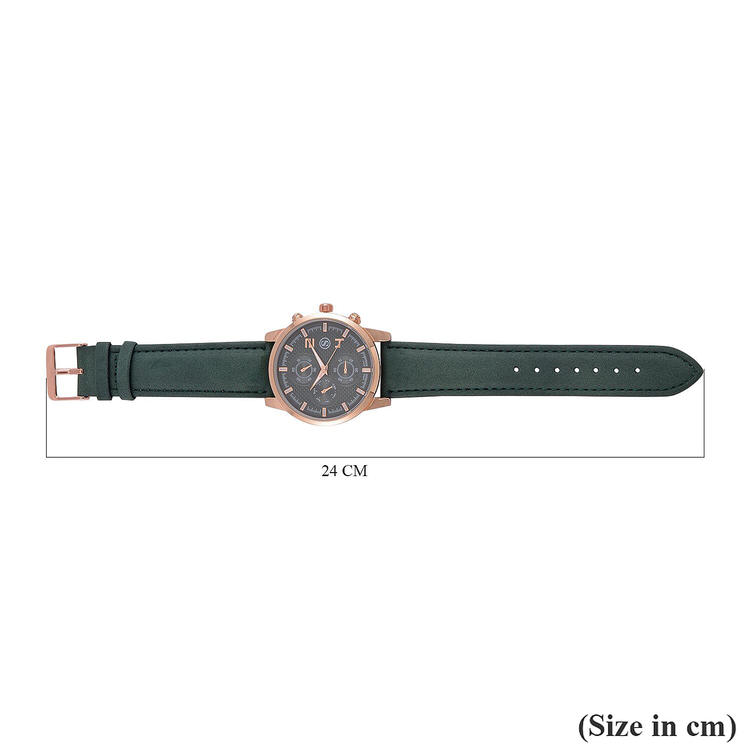 STRADA Japanese Movement Green Dial Water Resistant Watch with Stainless Steel Back in Rose Gold Tone