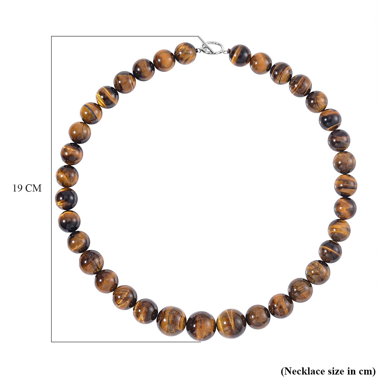 Golden Tigers Eye Beads Necklace (Size - 20) in Rhodium Overlay Sterling Silver 770 Ct.