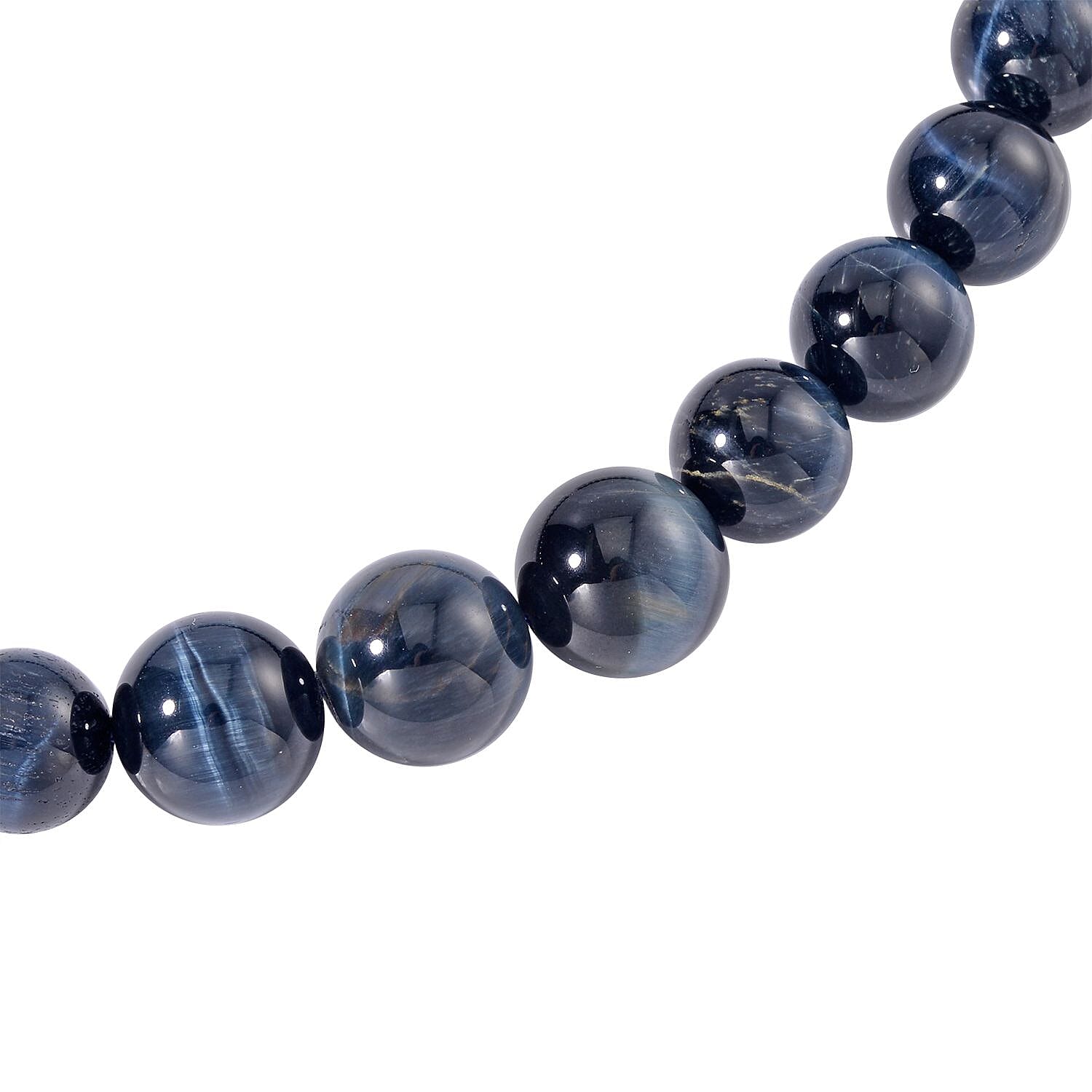 Blue Tigers Eye Necklace (Size - 20) in Rhodium Overlay Sterling Silver 580 Ct.