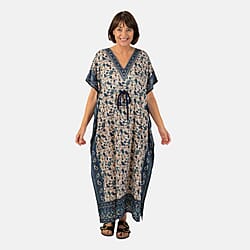 Printed Kaftan with Waist Tie-Drawstring