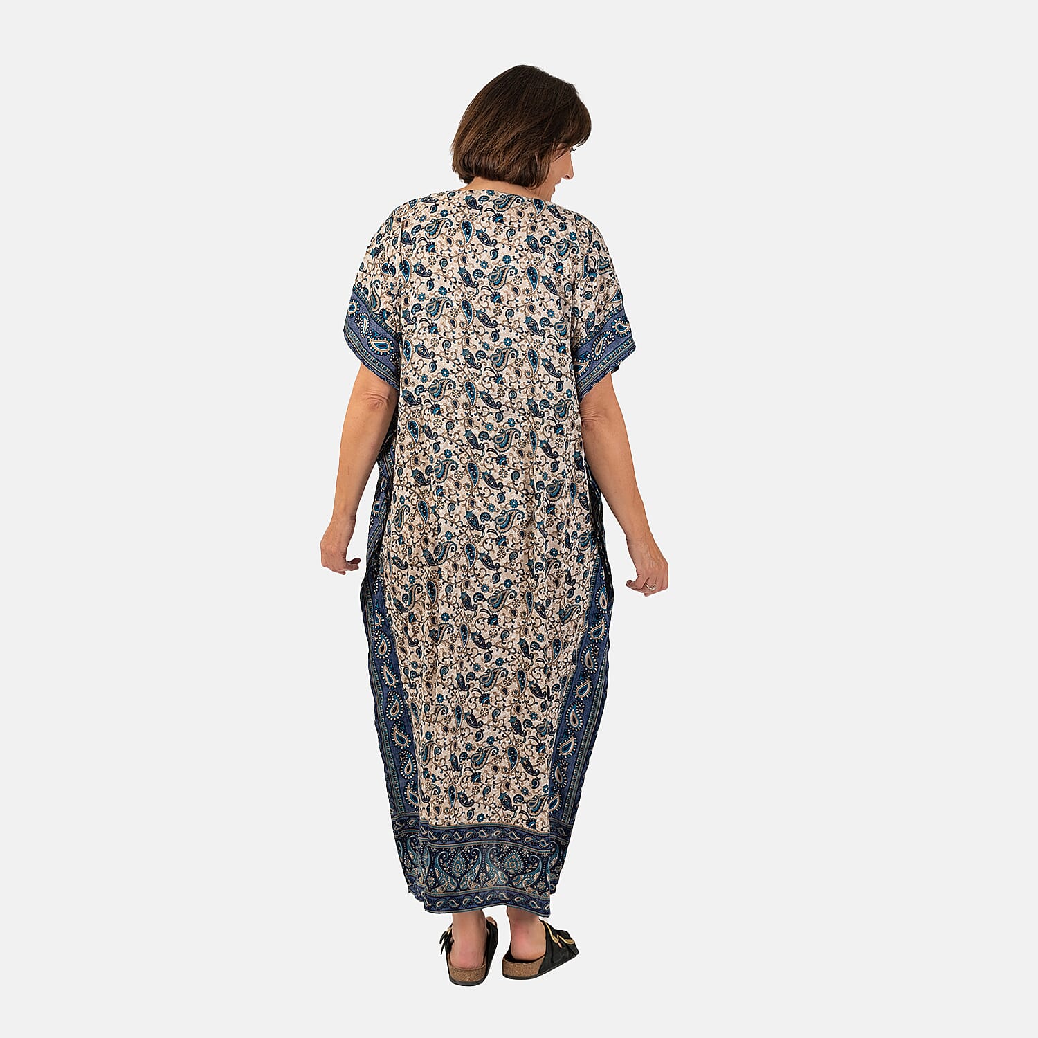 AGL Polyester Kaftan One Size Blue Paisley