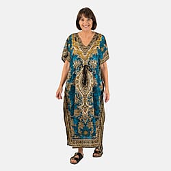 Printed Kaftan with Waist Tie-Drawstring