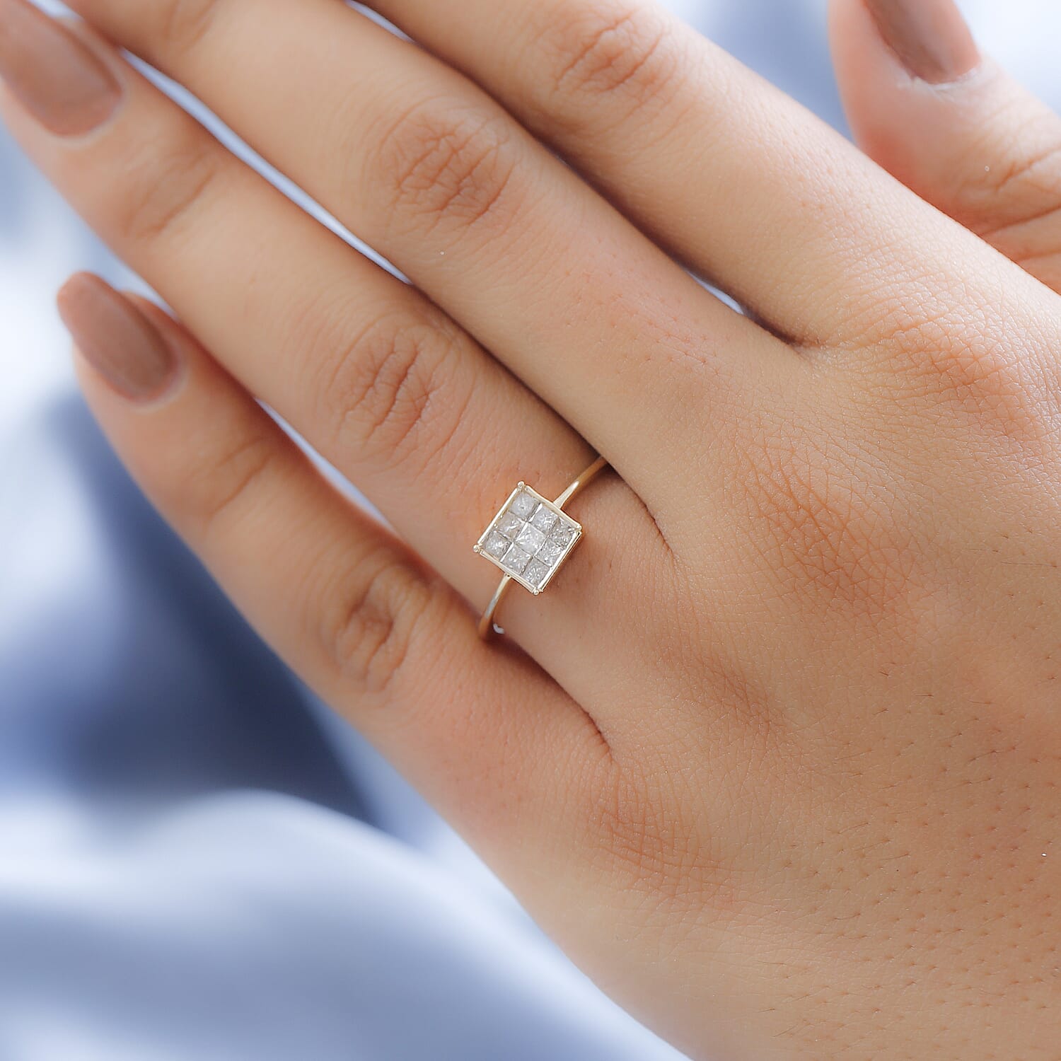 9K Yellow Gold SGL CERTIFIED Diamond (I3-G-H) Ring 0.50 Ct