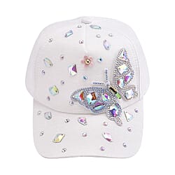 Crystal Butterfly Pattern Cap (Size 58 cm) - Pink