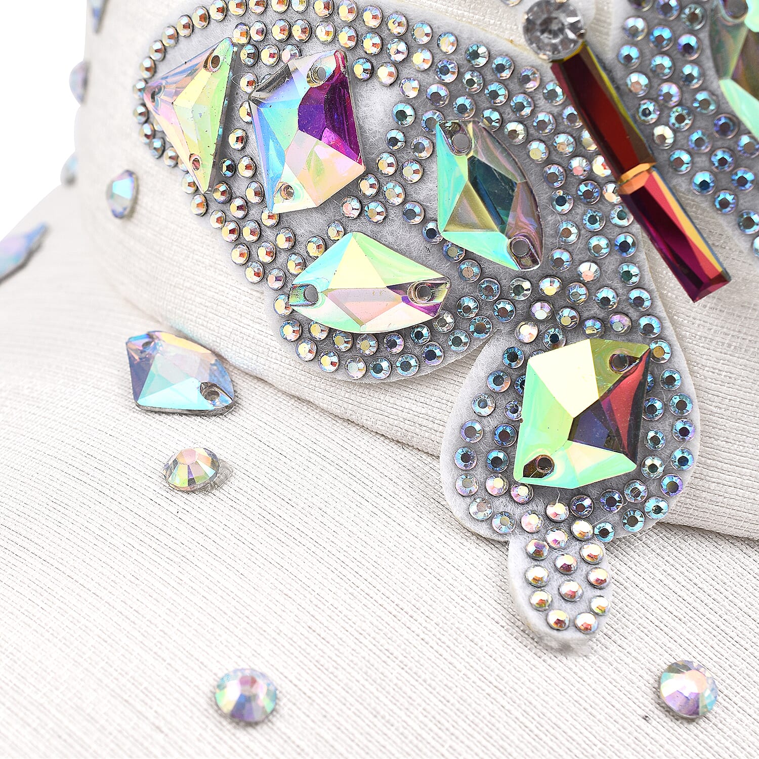 Crystal Butterfly Pattern Cap (One Size) - White