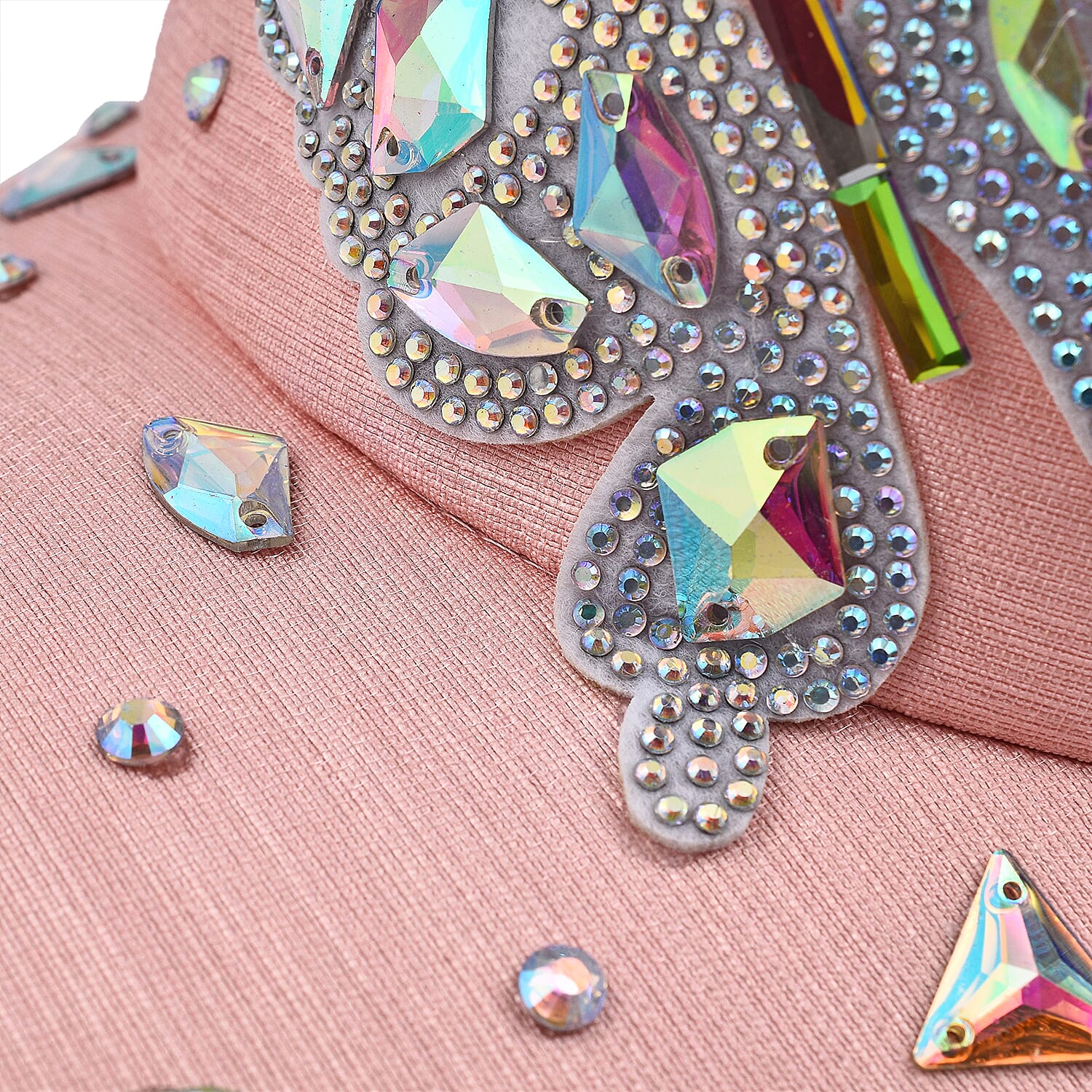 Crystal Butterfly Pattern Cap (Size 58 cm) - Pink