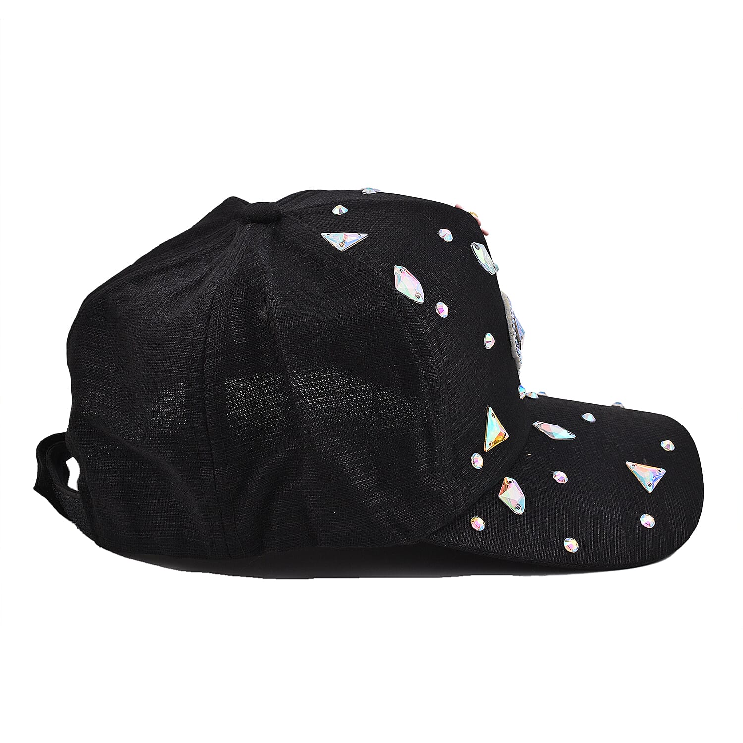 Crystal Butterfly Pattern Cap (Size 58 cm) - Black