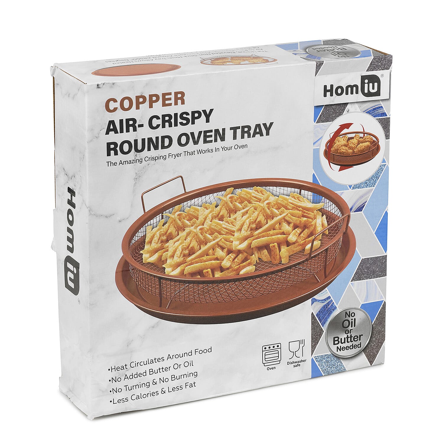 Oven Crisping Basket. Crisper Cooking Basket And Tray Set. Non Stick Ovenware - Copper Carbon Steel. No Turning. Cook Without Oil.