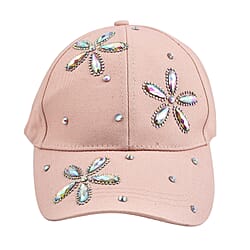 Crystal Floral Pattern Cap (One Size) - White