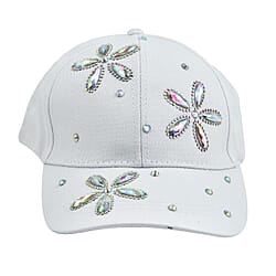 Crystal Floral Pattern Cap (One Size) - White