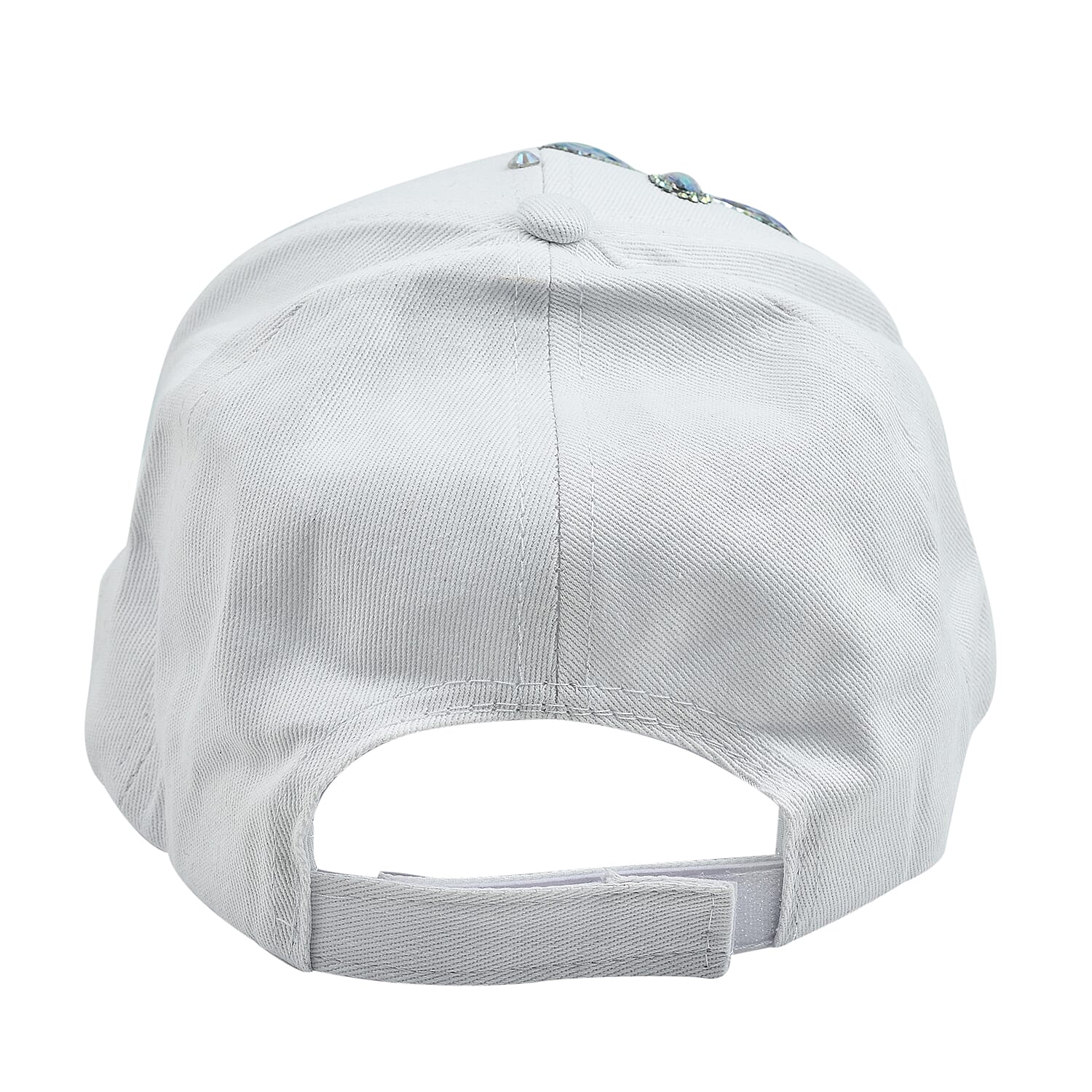 Crystal Floral Pattern Cap (One Size) - White