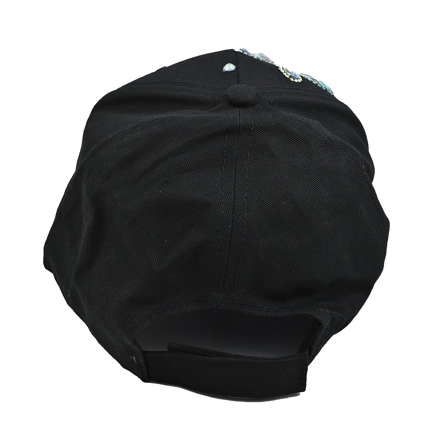 Crystal Floral Pattern Cap (One Size) - Black