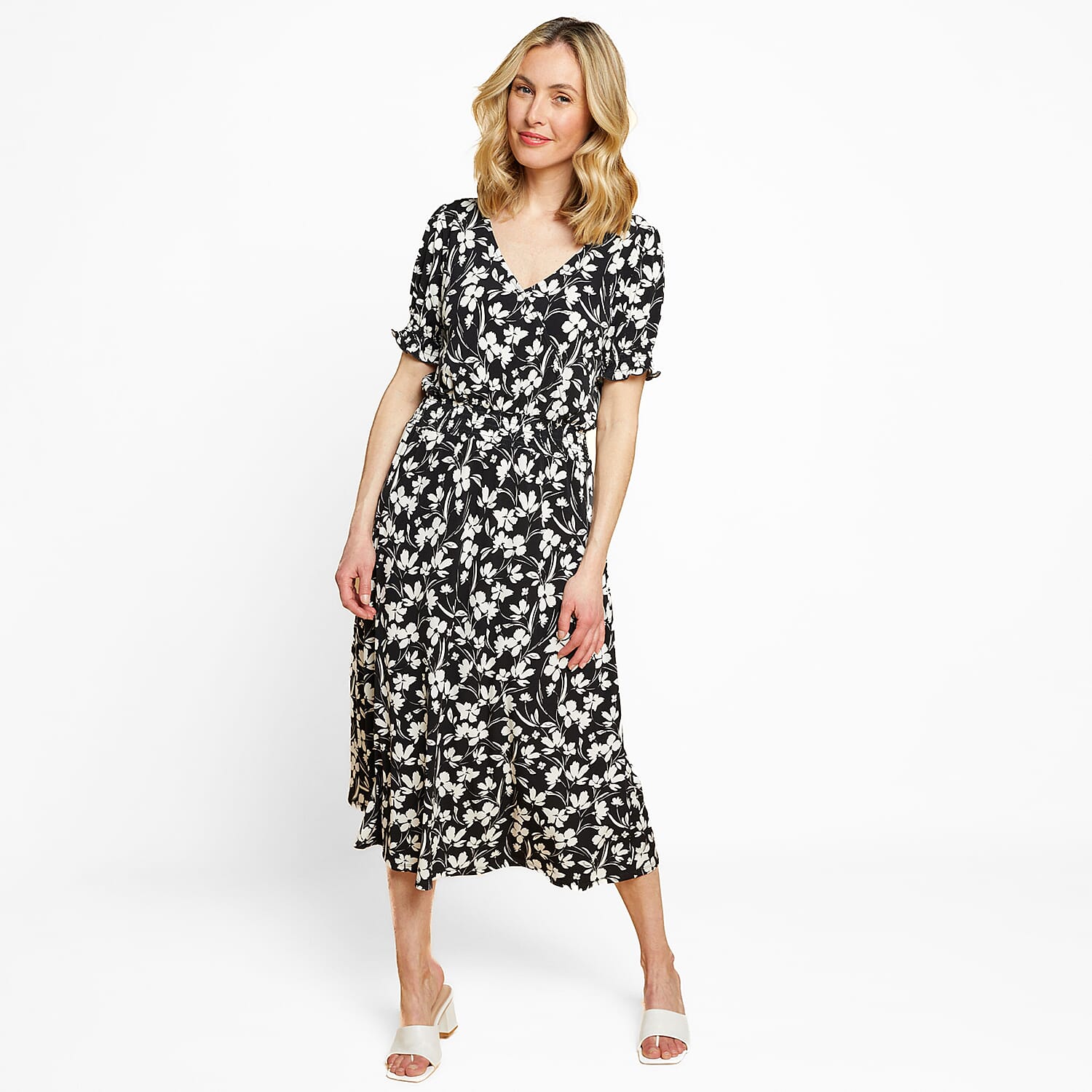 Black wrap tea clearance dress