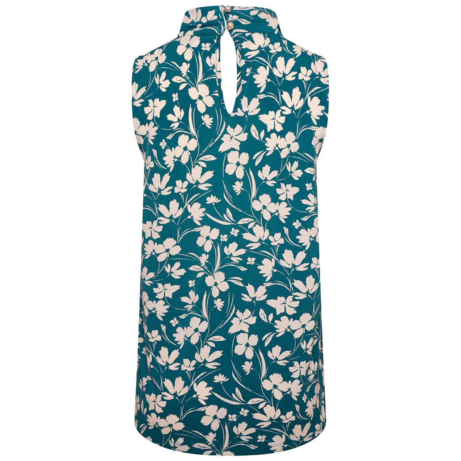 Emreco Floral Print Twist Neck Sleeveless Top (Size 12) - Teal