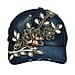 Denim Flower and Crystal Embroidered Studded Cap (One Size)