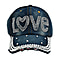 100% Cotton Denim Crystal Studded Embroidered Cap (One Size) - Star