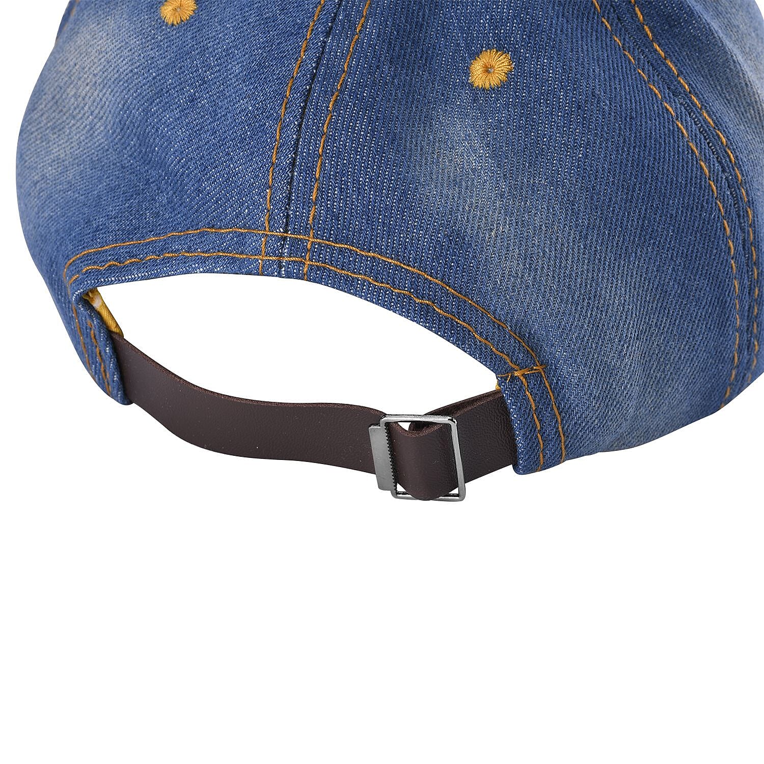 Denim Crystal Embroidered Studded Love Caption Cap (One Size)