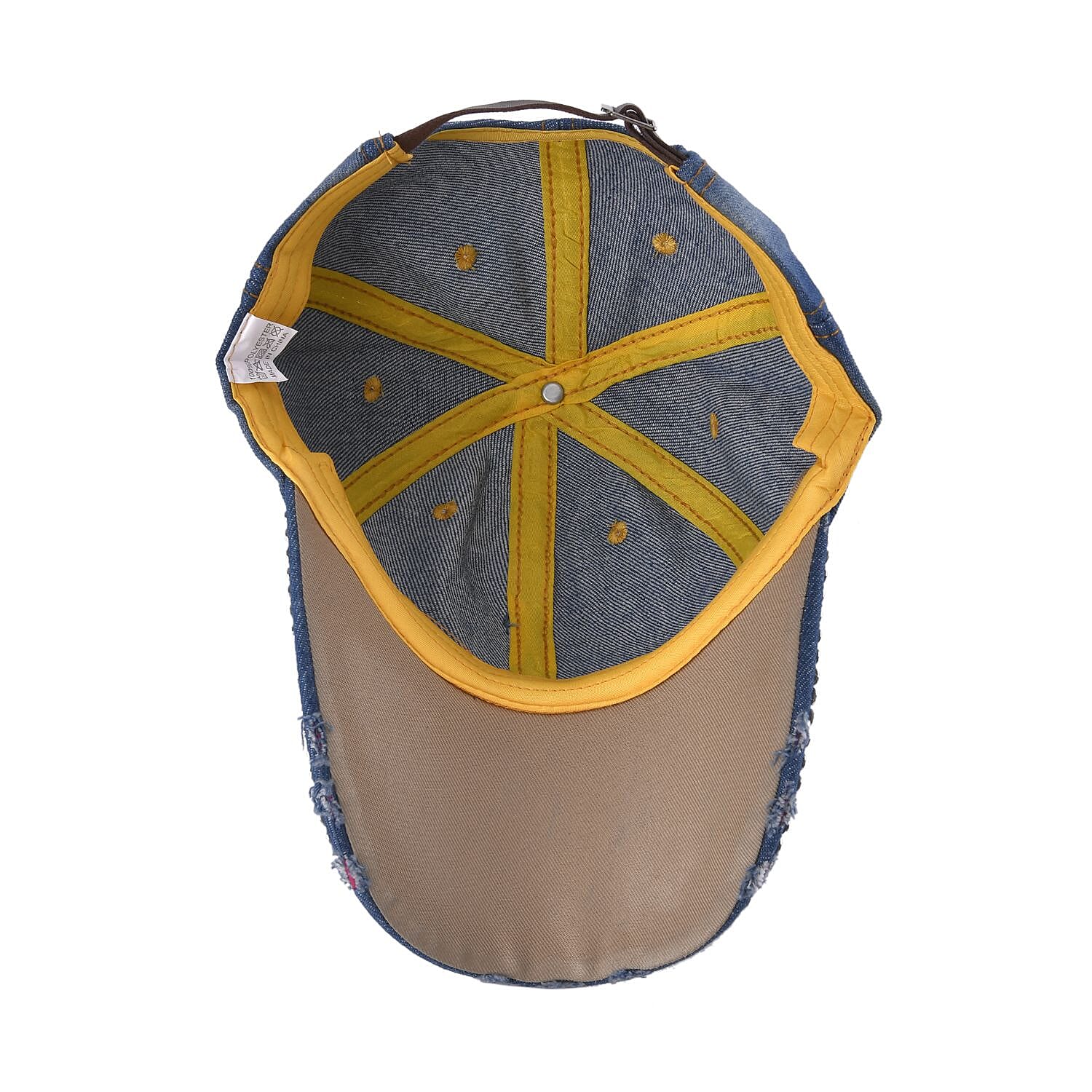 100% Cotton Denim Crystal Studded Embroidered Cap (One Size) - Star