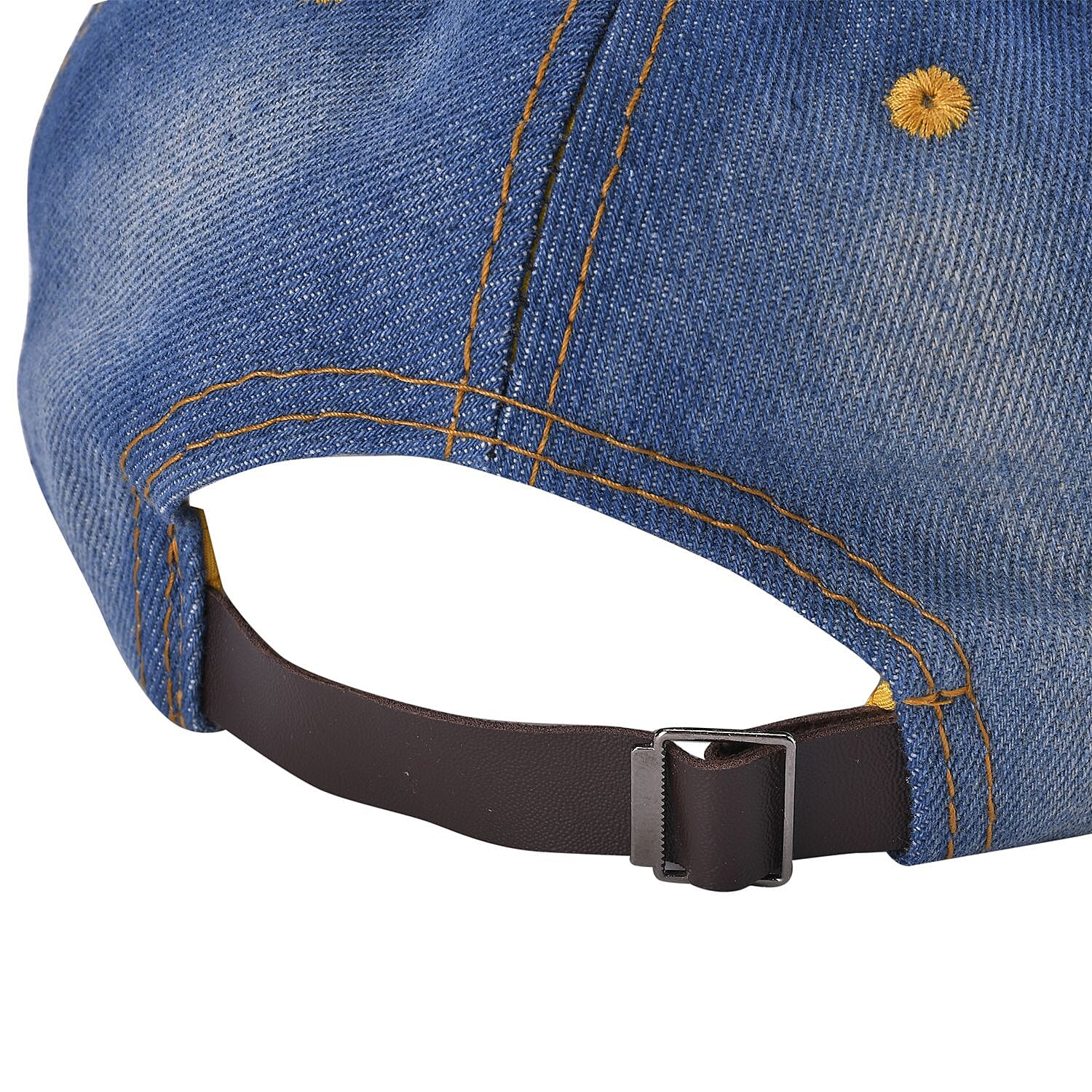 100% Cotton Denim Crystal Studded Embroidered Cap (One Size) - Star