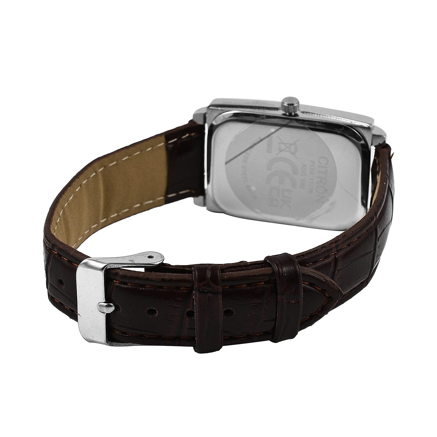 Closeout Offer - Citron Quartz Movement Watch with White Dial & Brown Strap