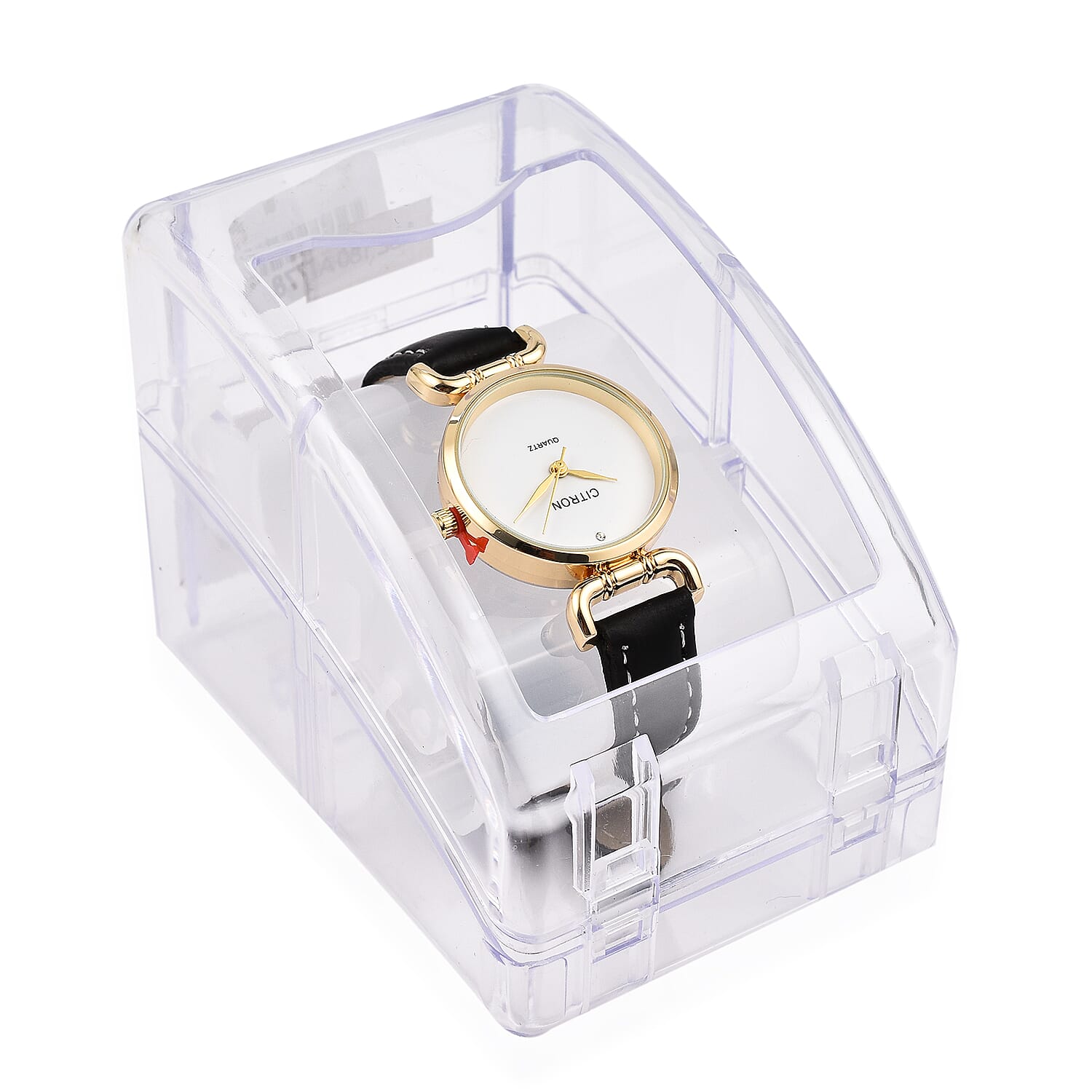 Closeout Offer - Citron Quartz Movement Watch For Women with Silver Sunray Dial & Black Strap