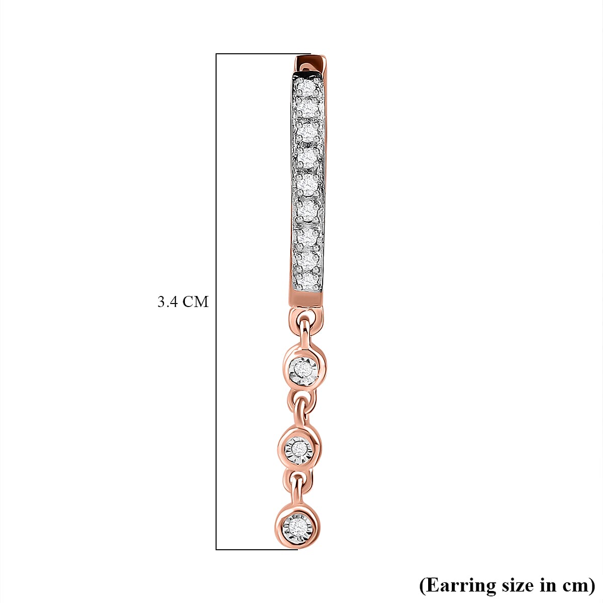 Diamond Earrings in 18K Rose Gold Vermeil Plated Sterling Silver 0.18 Ct.