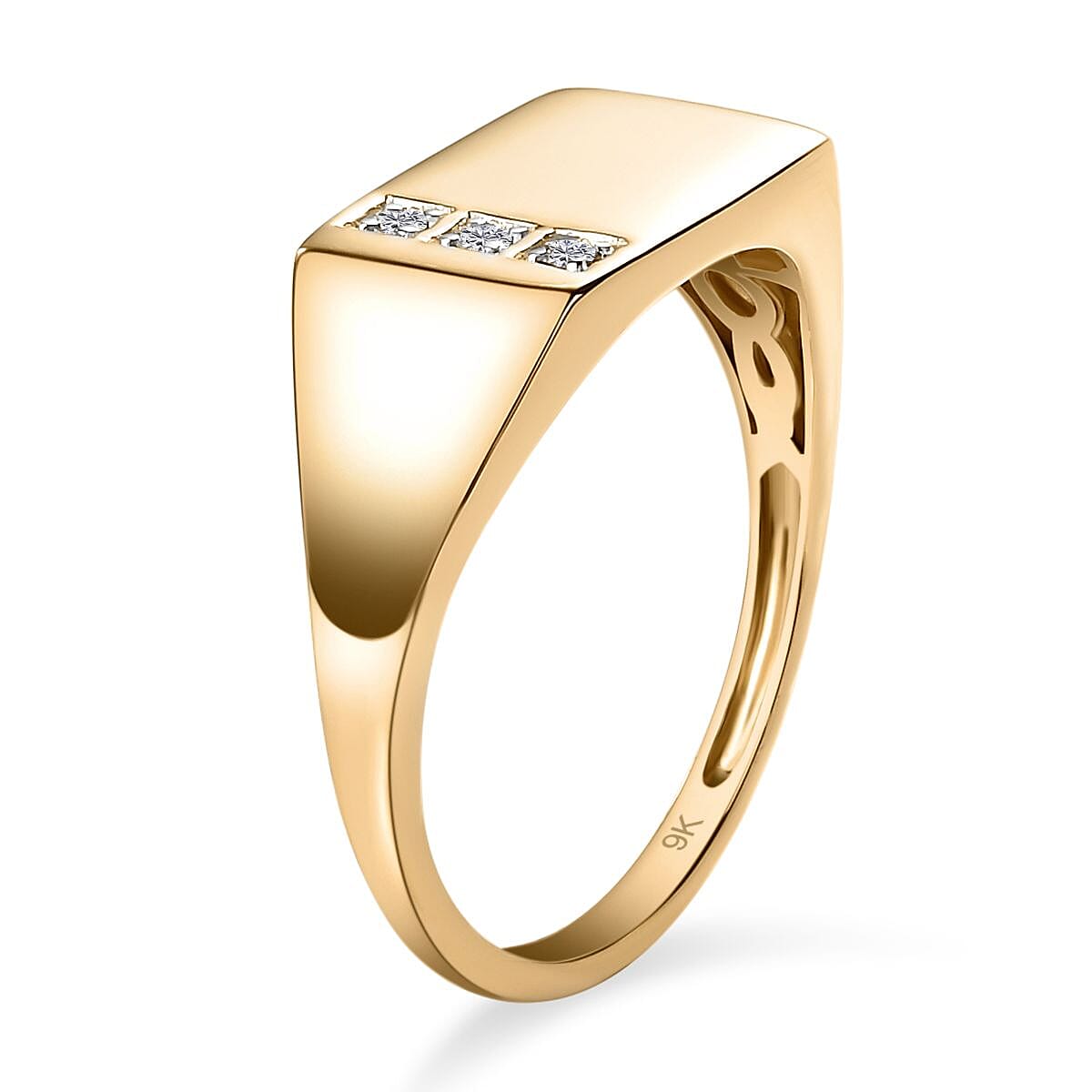 9K Yellow Gold SGL Certified Diamond (G-H) Signet Ring