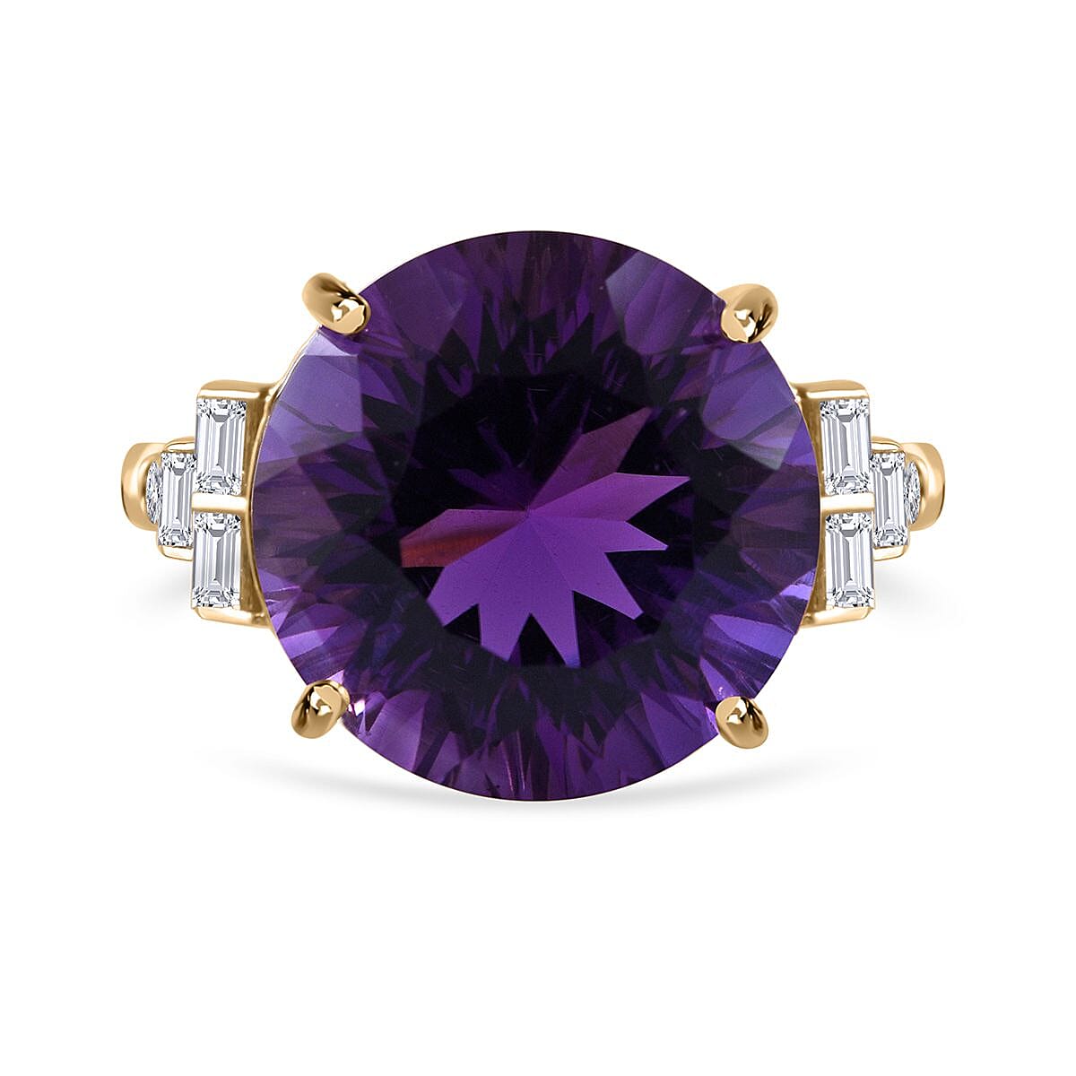 9K Yellow Gold Amethyst & Moissanite Ring 10.62 Ct.