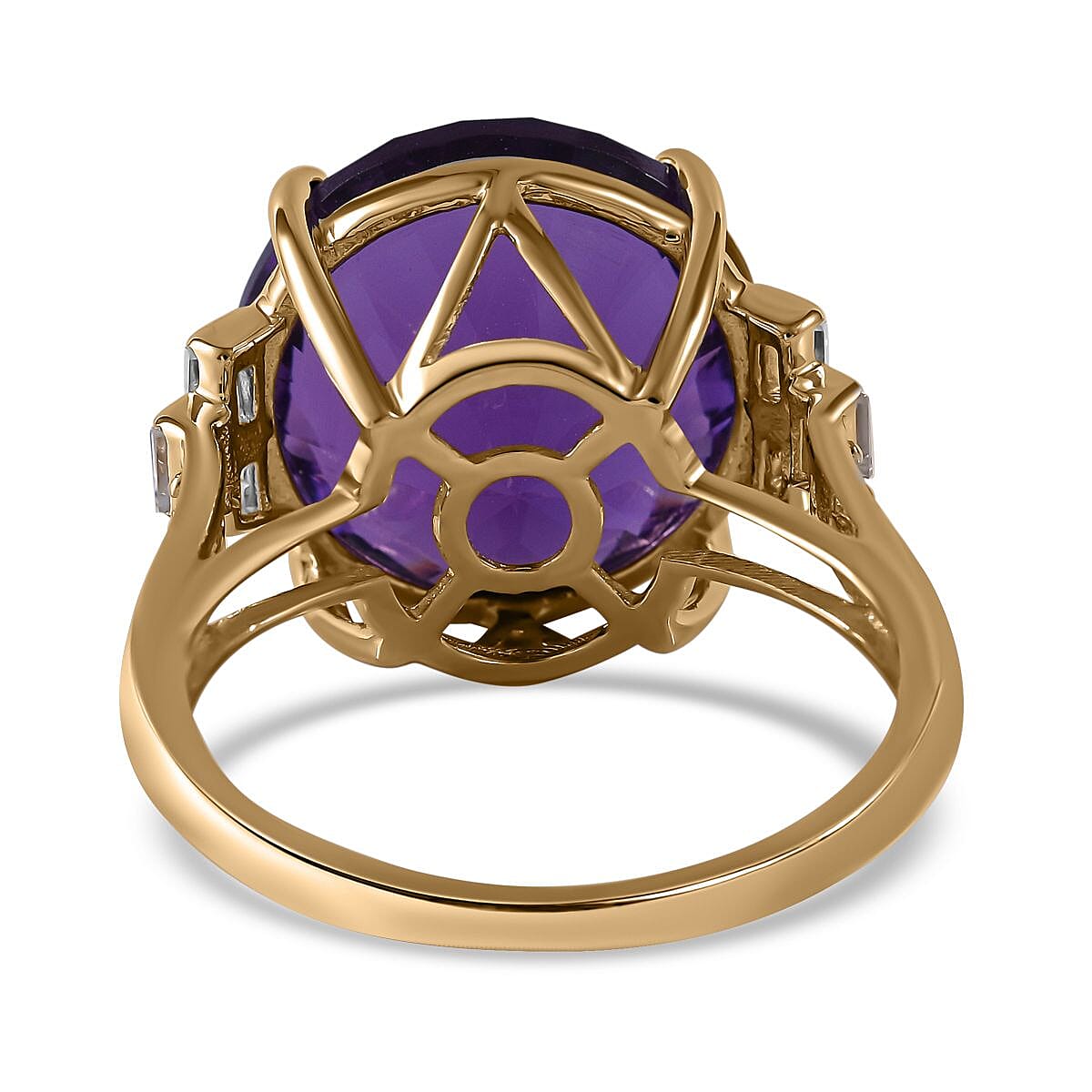 9K Yellow Gold Amethyst & Moissanite Ring 10.62 Ct.