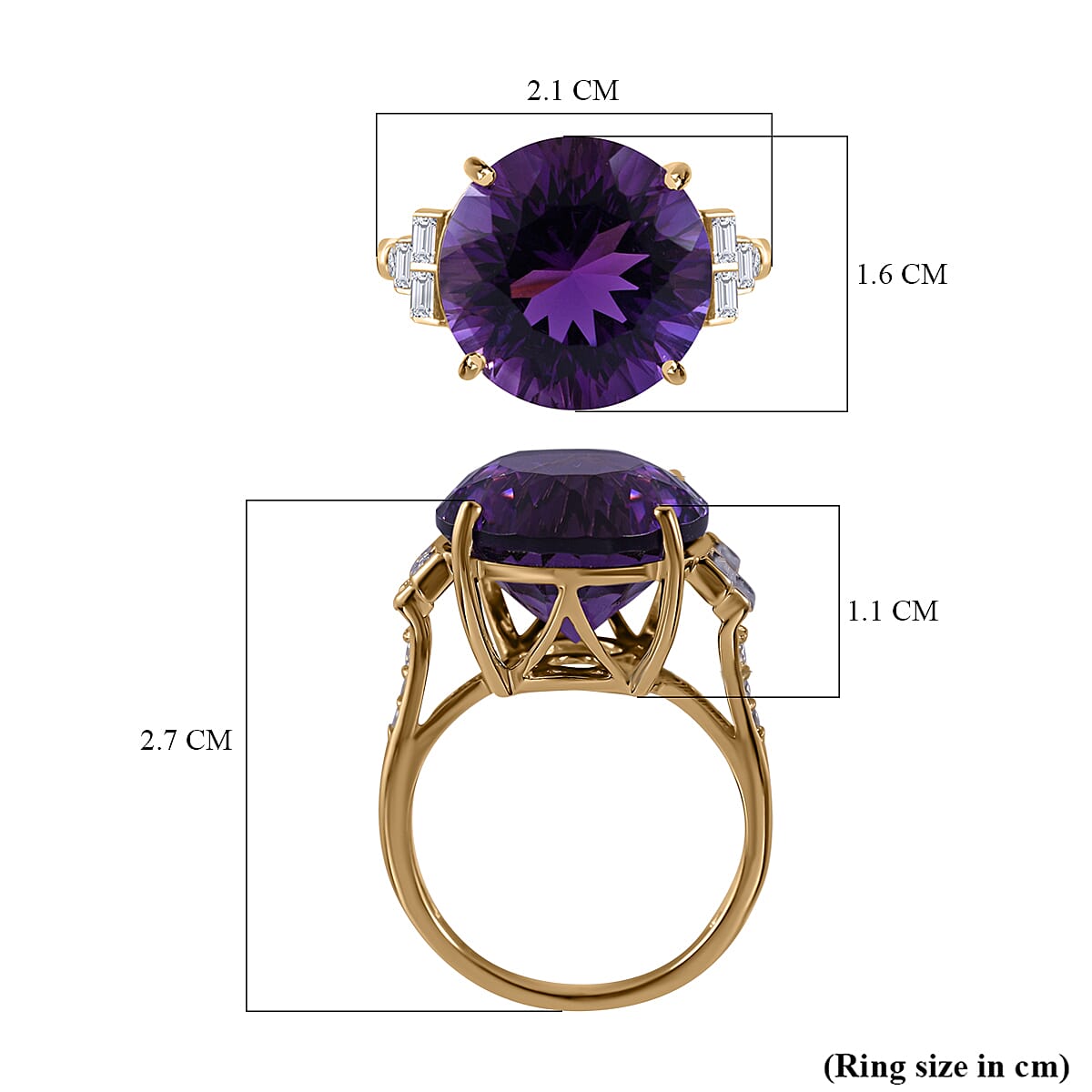 9K Yellow Gold Amethyst & Moissanite Ring 10.62 Ct.
