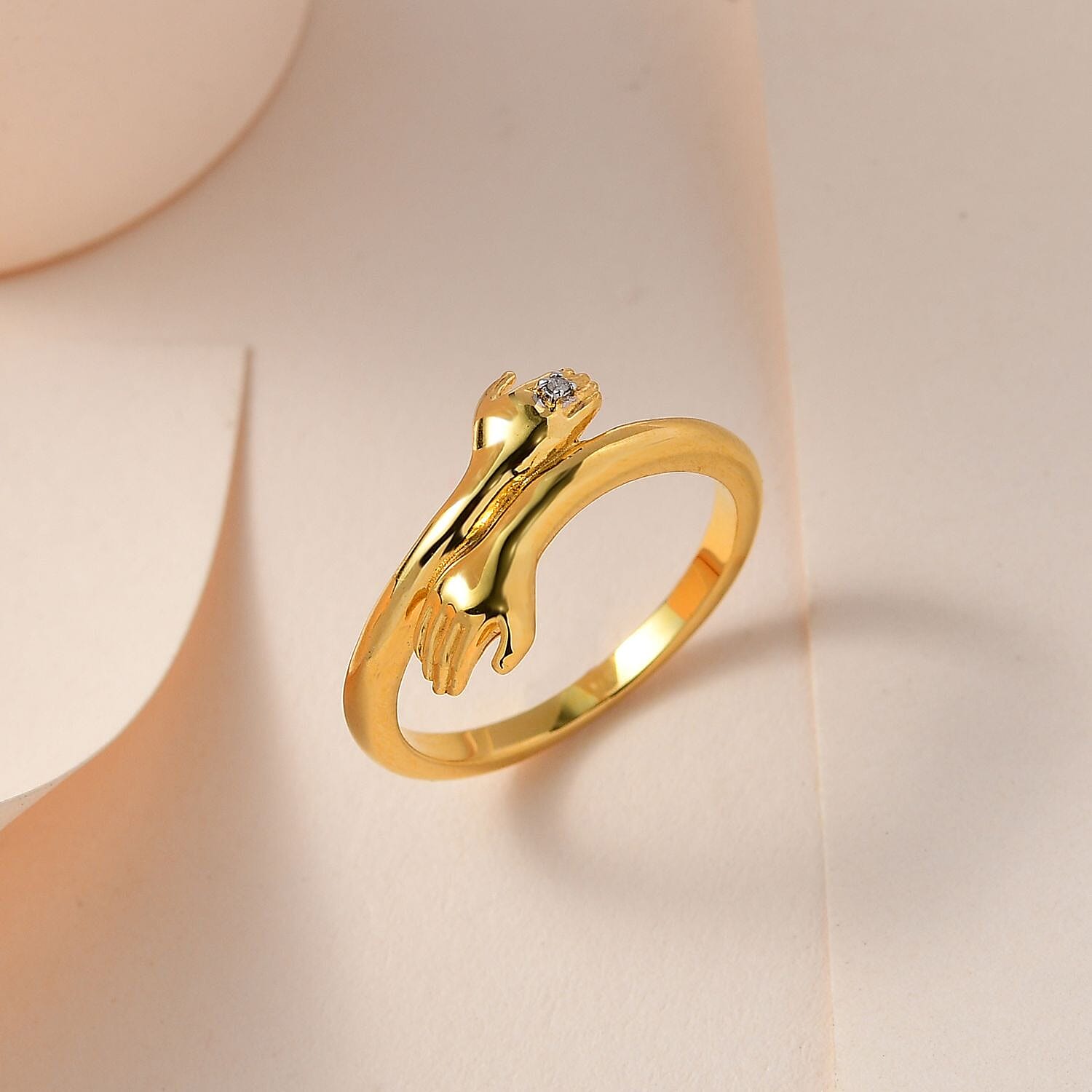 Diamond Hand Bypass Ring in Sterling Silver