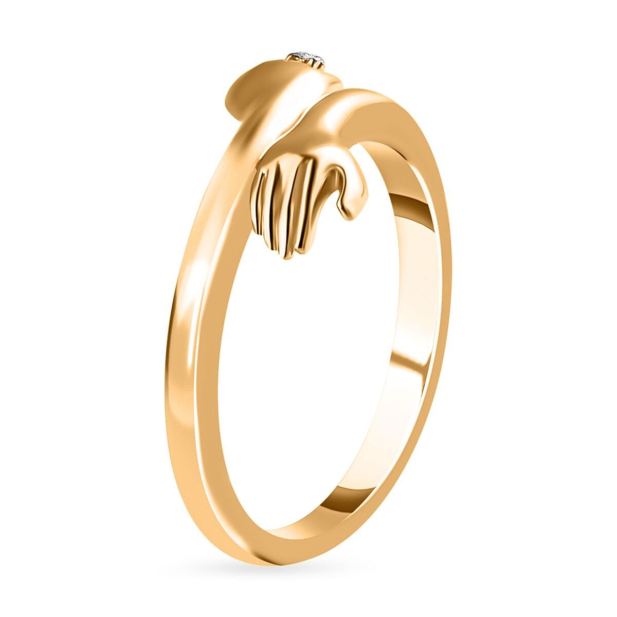 Diamond Hand Bypass Ring in Sterling Silver